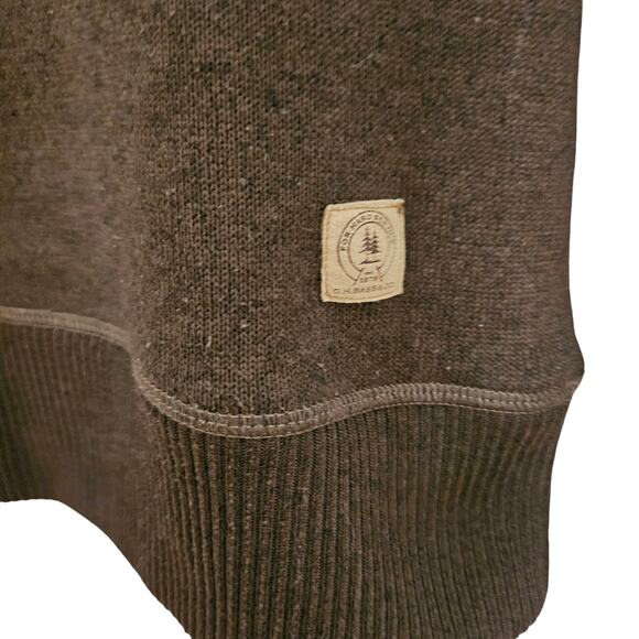 GH Bass & Co Mens Brown Henley Hooded Sweater Elbow Patches Y2K Size S - Picture 3 of 13